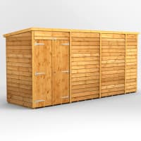 Power Sheds 14 x 4 Power Overlap Pent Windowless Double Door Garden Shed