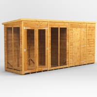 Power Sheds 14 x 4 Power Pent Summerhouse Combi including 6ft Side Store