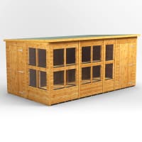Power Sheds 14 x 8 Power Pent Potting Shed Combi including 4ft Side Store
