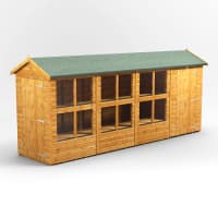Power Sheds 16 x 4 Power Apex Potting Shed Combi including 4ft Side Store