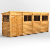 Power Sheds 16 x 4 Power Overlap Pent Double Door Garden Shed