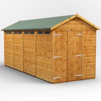 Power Sheds 16 x 6 Power Apex Double Door Security Shed