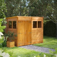 Powersheds 8 x 6 Overlap Pent Double Door Garden Shed