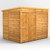 Powersheds 8 x 6 Overlap Pent Windowless Double Door Garden Shed