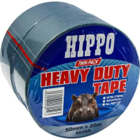 Hippo Heavy Duty Tape 50mm x 50m Twin Pack Silver