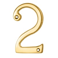 Carlisle Brass Numeral '2' Face Fix Number 76mm Polished Brass