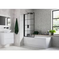 Square Grid Bath Screen 6mm Black 800 x 1400mm