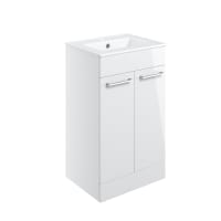 Radiance 510mm Floor Standing 2 Door Basin Unit & 1TH Thin Edge Basin White Gloss
