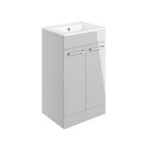 Radiance 510mm Floor Standing 2 Door Basin Unit & 1TH Thin Edge Basin Grey Gloss
