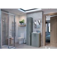 Radiance 510mm Floor Standing 2 Door Basin Unit & 1TH Thin Edge Basin Grey Gloss