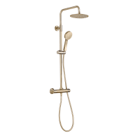 Round Thermostatic Bar Mixer Wall Riser Kit Brushed Brass