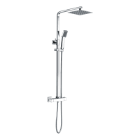 Square Thermostatic Bar Mixer with Riser Kit Chrome