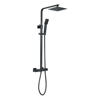 Square Thermostatic Bar Mixer with Riser Kit Matt Black