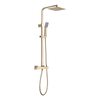 Square Thermostatic Bar Mixer with Riser Kit Brushed Brass