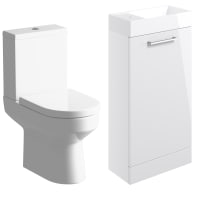 Radiance 410mm Floor Standing Basin Unit & Closed Coupling Toilet Pack White Gloss