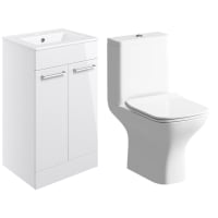 Radiance 510mm Floor Standing Unit & Close Coupled WC Pack White Gloss
