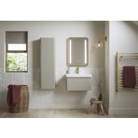 Astrid 605mm Wall Hung 1 Drawer Basin Unit & Basin Matt Latte