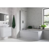 Square Bath Screen 6mm Chrome 800 x 1400mm