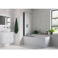 Square Bath Screen 6mm Black 800 x 1400mm