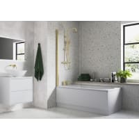 Square Bath Screen 6mm Brushed Brass 800 x 1400mm