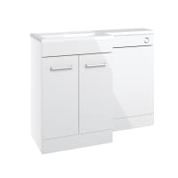 Glimmer 1000mm Floor Standing L-Shape Pack & Basin Right Hand White Gloss