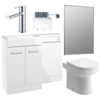 Glimmer 1000mm Furniture & BTW WC Pack White Gloss Left Hand
