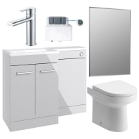Glimmer 1000mm Furniture & BTW WC Pack Grey Gloss Left Hand