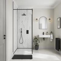Showerwall SWT03 Proclick White Marble Herringbone Tile 2400 x 600 x 10.2mm PLY