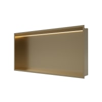 Showerwall Niche With Led Light Strip Brushed Brass 610 x 305 x 120mm