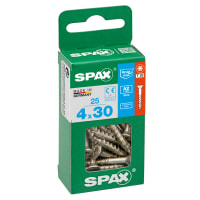 SPAX Stainless-Steel Universal Woodscrews T20 T-Star Plus Bit Recess 4.0 x 30mm Project Pack of 25