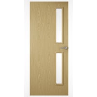 Premdor Flush Oak Veneer Glazed 16G FD30 Fire Door 1981 x 762 x 44mm