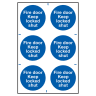 ‘Fire Door Keep Locked Shut’ Sign 100mm x 100mm 6 Per Sheet