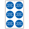 ‘Automatic Fire Door Keep Clear’ Sign 100mm x 100mm 6 Per Sheet