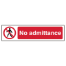 No Admittance' Sign, Self-Adhesive Semi-Rigid PVC 200mm x 50mm