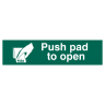 Push Pad To Open' Sign, Self-Adhesive Semi-Rigid PVC 200mm x 50mm