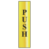 Push (Vertical)' Sign, Polished Gold Effect 200mm x 50mm