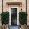 Muirfield solid Black None Glass 920 x 2090mm Right Hand