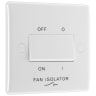 BG 800 Series 10A Triple Pole Fan Isolator Switch Round Edge White