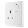 BG Nexus 800 13A Single Switched Socket Round Edge White Moulded