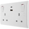 BG Nexus 800 Series 13A Double Switched Socket USB A&C 22W White