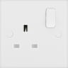 BG Nexus 900 13A Single Switched Socket Square Edge White Moulded