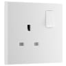 BG Nexus 900 13A Single Switched Socket Square Edge White Moulded