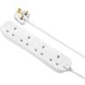 Masterplug Basic 4 Socket Extension Lead 2m Cable Power Strip White
