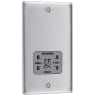 BG Nexus Metal Dual Voltage Shaver Socket 115/240V Brushed Steel/Grey