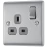 BG Nexus 13A Single Switched Socket Brushed Steel Grey Inserts