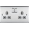 BG Nexus 13A Double Switched Socket Brushed Steel Grey Inserts