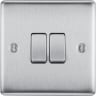 BG Nexus Metal 20A Double Wall Light Switch 2 Way Brushed Steel