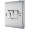 BG Nexus Metal 20A Triple Wall Light Switch 2 Way Brushed Steel