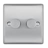 BG Nexus Metal Double Wall Dimmer Switch 2 Way Brushed Steel