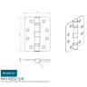 Eurospec Fire Door Ball Bearing Hinge Satin Stainless Steel Pack of 3